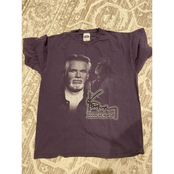 Kenny Rodgers Shirt  Vintage 90s Music Concert Folk Tultek Large Retro Purple - Picture 3 of 8